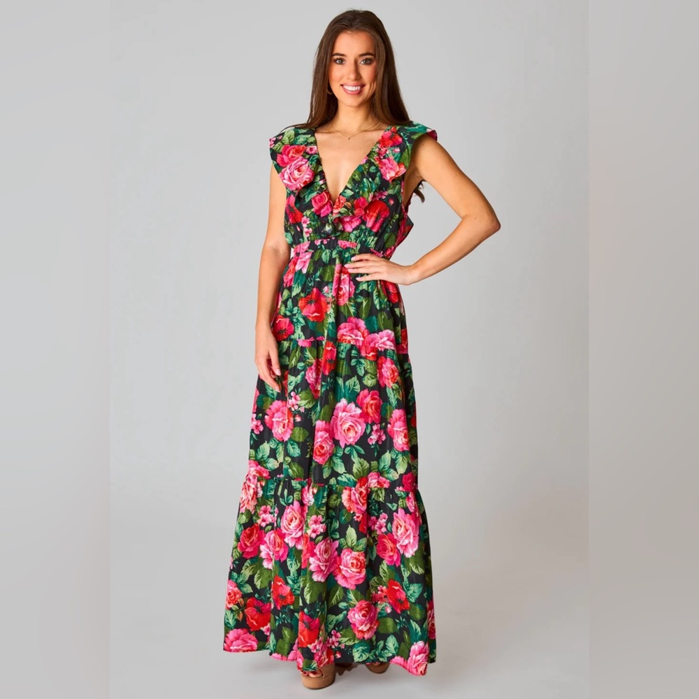 BUDDY LOVE CRAWFORD RUFFLE SLEEVE MAXI DRESS - ROSA, NWT, size S